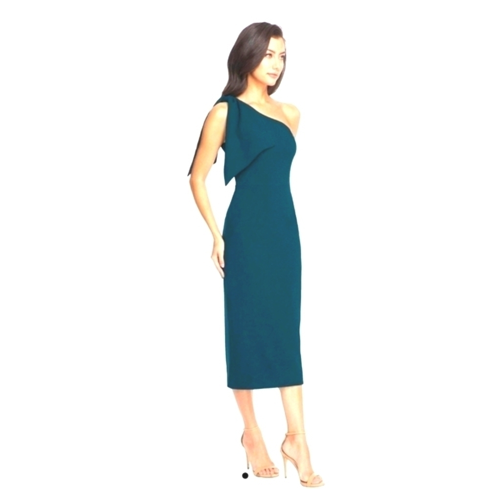 Dress the Population-Tiffany Pine Green One Shoulder Bow Dress Elegant Sz. XL